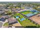 Aerial view of neighborhood, highlighting a house with a large backyard at 356 W Ivanhoe St, Gilbert, AZ 85233