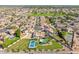 Bird's-eye view of a house with a large backyard, pool, and sports court at 356 W Ivanhoe St, Gilbert, AZ 85233