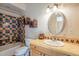 Bathroom with colorful tile and a single vanity at 5113 W Arrowhead Lakes Dr, Glendale, AZ 85308