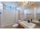 Clean bathroom with single vanity and shower/tub combo at 6403 S Fairway Dr, Gold Canyon, AZ 85118