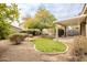 Landscaped backyard with artificial turf and covered patio at 7225 W Jones Ave, Phoenix, AZ 85043