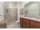 Bathroom with shower, toilet, vanity, and tiled floor at 8687 E Tuckey Ln, Scottsdale, AZ 85250