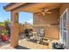 Relaxing covered patio with ceiling fan and outdoor seating at 8947 E Mescal St, Scottsdale, AZ 85260