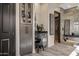 Modern bathroom vanity with glass-front cabinets and a sleek design at 3021 W Feather Sound Dr, Phoenix, AZ 85086