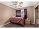 Bedroom with single bed and ceiling fan at 3726 W Coolidge St, Phoenix, AZ 85019