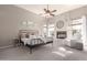 Bright bedroom with fireplace and ceiling fan at 1875 E Stephens Dr, Tempe, AZ 85283