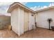 Small wooden storage shed in the backyard at 2206 W Glendale Ave, Phoenix, AZ 85021