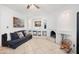 Cozy living room with a fireplace and built-in shelving at 2238 S Estrella Cir, Mesa, AZ 85202