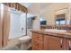 Bathroom with single vanity and shower/tub combo at 2263 N Trekell Rd # 72, Casa Grande, AZ 85122