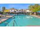 Community swimming pool featuring lounge chairs and umbrellas for residents at 2912 E Clarendon Ave, Phoenix, AZ 85016