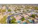 Expansive aerial view of a neighborhood showcasing well-maintained homes and lush landscaping at 2939 E Huber St, Mesa, AZ 85213