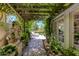 Peaceful pergola-covered patio with lush landscaping and pool views at 3047 E Marshall Ave, Phoenix, AZ 85016