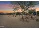 Desert landscape with fenced patio and covered seating area at 36168 N Stoneware Dr, Queen Creek, AZ 85140