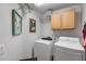 Convenient laundry room with washer, dryer, and overhead storage at 3639 E San Pedro Ave, Gilbert, AZ 85234