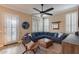 Cozy living room with sectional sofa, ottoman, and wood accent table at 3639 E San Pedro Ave, Gilbert, AZ 85234