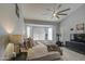 Main bedroom with large windows and ceiling fan at 4329 E Swilling Rd, Phoenix, AZ 85050