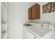 Laundry room with washer, dryer, shelving and cabinets at 455 S Delaware Dr # 154, Apache Junction, AZ 85120