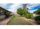 Landscaped backyard with lemon tree and brick pathway at 8514 E Fairmount Ave, Scottsdale, AZ 85251