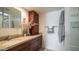 Clean bathroom with granite vanity and shower/tub combo at 8514 E Fairmount Ave, Scottsdale, AZ 85251