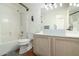 Clean bathroom with shower/tub combo, toilet and modern vanity at 9546 E Anasazi Pl, Gold Canyon, AZ 85118