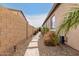 Landscaped side yard with stone pathway and lighting at 19000 E Old Beau Trl, Queen Creek, AZ 85142