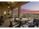 Relaxing patio with sunset views and seating area at 16548 E Emerald Dr, Fountain Hills, AZ 85268