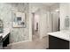 Elegant bathroom with walk-in shower and modern vanity at 19027 N 269Th Dr, Buckeye, AZ 85396