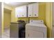 Functional laundry room with washer, dryer, and cabinets at 4305 E Earll Dr, Phoenix, AZ 85018