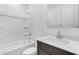 Clean bathroom with single vanity and shower/tub combo at 5030 W Hunter Trl, San Tan Valley, AZ 85144