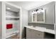 Modern bathroom with updated vanity, grey tile, and a walk-in shower at 527 N Valencia Pl, Chandler, AZ 85226