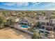 Aerial view of single-Gathering home featuring a backyard pool with outdoor living at 30626 N 45Th Pl, Cave Creek, AZ 85331