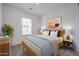 Cozy bedroom with a light blue bedspread and wood furniture at 4641 S Glacier St, Mesa, AZ 85212