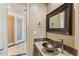 Modern bathroom with a vessel sink and granite countertop at 10222 E Southwind Ln # 1066, Scottsdale, AZ 85262