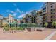 Landscaped courtyard with seating and building views at 2302 N Central Ave # 401, Phoenix, AZ 85004