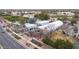 This aerial shot showcases the local commercial building and the outdoor patio seating at 2646 E Megan St, Gilbert, AZ 85295