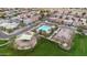 An aerial view of this neighborhood's community pool and green space including a basketball court at 2646 E Megan St, Gilbert, AZ 85295