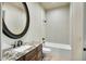 Modern bathroom with geometric tile, granite countertop and bathtub at 36430 N 34Th Ave, Phoenix, AZ 85086