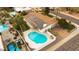 Aerial view of the home, highlighting the pool and solar panels at 6547 E Eugie Ter, Scottsdale, AZ 85254