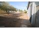 Large backyard with a gravel area and mature trees at 1331 E Mckinley St, Phoenix, AZ 85006