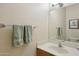 Clean bathroom with a vanity, mirror, and toilet at 16220 W Red Rock Dr, Surprise, AZ 85374