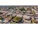 Aerial view of homes, showing neighborhood layout and backyard features at 19045 N 47Th Cir, Glendale, AZ 85308