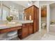 Elegant bathroom with double sinks, large vanity, and soaking tub at 8534 E Angel Spirit Dr, Scottsdale, AZ 85255