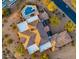 Bird's eye view of an estate featuring a terracotta tile roof and landscaped grounds at 9505 E Superstition Mountain Dr, Gold Canyon, AZ 85118