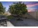 Landscaped backyard with a mature orange tree and patio at 14206 W Mandalay Ln, Surprise, AZ 85379