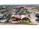 Aerial view of house, pool, and landscaped backyard; desirable neighborhood location at 2837 N Whiting Cir, Mesa, AZ 85213