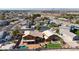 Aerial view showcasing house, pool, and backyard; surrounding neighborhood visible at 2837 N Whiting Cir, Mesa, AZ 85213