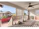 Covered deck with ceiling fan and view of backyard at 4947 E Adobe St, Mesa, AZ 85205