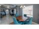 Dining area with teal chairs surrounding a dark wood table at 5175 W Warren Dr, Casa Grande, AZ 85194