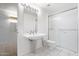 Bathroom features a large mirror, updated vanity and walk in shower at 8531 E Laredo Ln, Scottsdale, AZ 85250