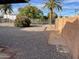 Landscaped backyard with gravel, mature plants, and a chain link fence at 9902 W Coggins Dr, Sun City, AZ 85351